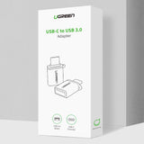 Adaptor UGREEN OTG Adapter US270 (50283), Type-C to USB, Plug si Play, 5Gbps, Anti-Lost Design cu Lanyard, Gri
