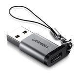 Adaptor UGREEN OTG Adapter US276 (50533), USB to Type-C, Audio Support, 3A, QC3.0, FCP, AFC, 5Gbps, cu Lanyard, Gri
