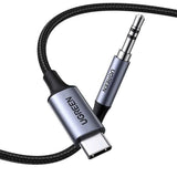 Cablu audio UGREEN CM450 (20192), Type-C to 3.5mm Jack, DAC Chip, Plug&Play, Flexible, High Durability, 1m, gri
