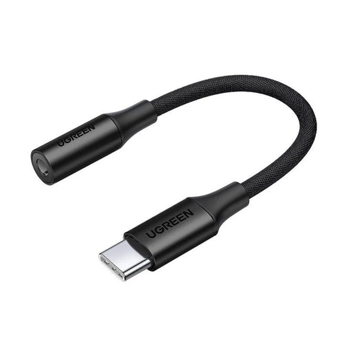 Adaptor UGREEN, Audio Cable Av161 50631 Type-C to Jack 3 5mm Aluminum Shell Analog Digital 24bit 96khz 10cm Koff