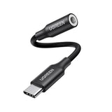 Adaptor UGREEN, Audio Cable Av161 50631 Type-C to Jack 3 5mm Aluminum Shell Analog Digital 24bit 96khz 10cm Koff