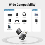 Adaptor UGREEN Bluetooth Adapter CM591 (90225), USB, Bluetooth 5.3, Plug&play, Mini Size, Negru