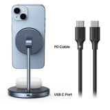 Incarcator wireless UGREEN CD317 (90668), 2in1, pentru iPhone si AirPods, Type-C, N52 Magnet, Qi, 20W, negru
