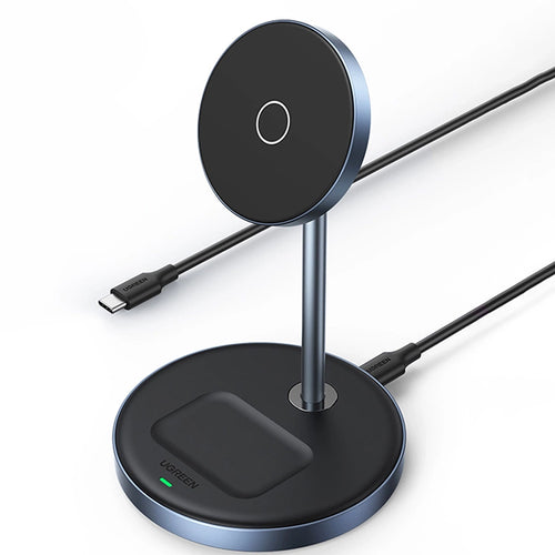 Incarcator wireless UGREEN CD317 (90668), 2in1, pentru iPhone si AirPods, Type-C, N52 Magnet, Qi, 20W, negru