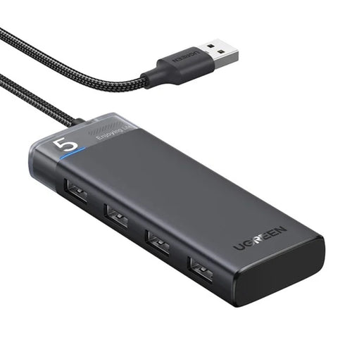 Hub USB UGREEN CM653 (15548), USB to 4x USB, 1x Type-C Power Supply, 5Gbps, LED Light Indicator, negru