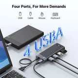 Hub USB UGREEN CM653 (15548), USB to 4x USB, 1x Type-C Power Supply, 5Gbps, LED Light Indicator, negru