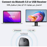 Mouse wireless UGREEN MU101 (90395), 2.4 GHz, Bluetooth 5.0, 1000/1600/2000/4000 DPI, Ergonomic Design, negru