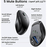 Mouse wireless UGREEN MU101 (90395), 2.4 GHz, Bluetooth 5.0, 1000/1600/2000/4000 DPI, Ergonomic Design, negru