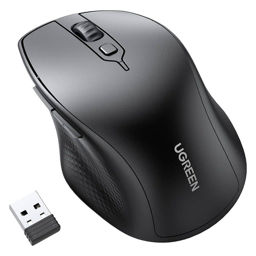 Mouse wireless UGREEN MU101 (90395), 2.4 GHz, Bluetooth 5.0, 1000/1600/2000/4000 DPI, Ergonomic Design, negru