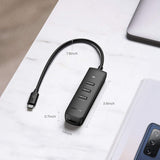 Hub USB UGREEN CM416 (10916), Type-C to 4x USB, 5Gbps, 0.25m, negru
