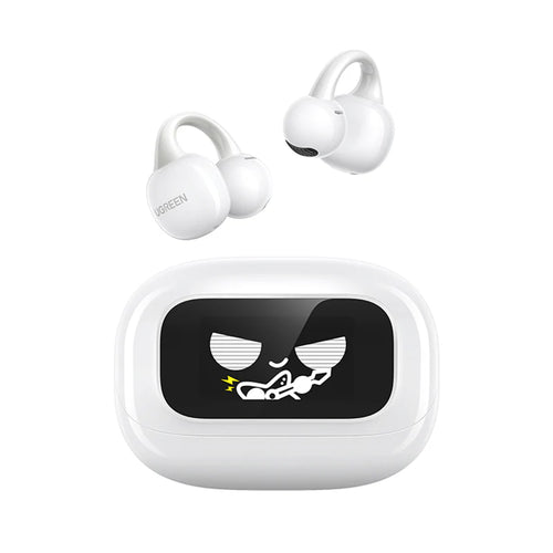 Casti wireless UGREEN Earbuds HiTune S6 ClipBuds Magic WS208 (55136), cu Display, Bluetooth 5.4, Reducere zgomot, Low Latency, alb