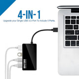 Hub USB Techsuit Docking station QuantumNode 4 in 1 (H15), USB to 4x USB 3.0, ABS, negru