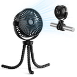 Techsuit Baby Stroller Fan (VP1), portabil, Four Speeds, 360° Flexible Tripod Clip, 4000mAh, Alb