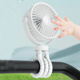Techsuit Baby Stroller Fan (VP1), portabil, Four Speeds, 360° Flexible Tripod Clip, 4000mAh, Alb