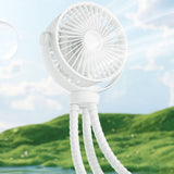 Techsuit Baby Stroller Fan (VP1), portabil, Four Speeds, 360° Flexible Tripod Clip, 4000mAh, Alb