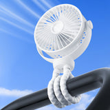Techsuit Baby Stroller Fan (VP1), portabil, Four Speeds, 360° Flexible Tripod Clip, 4000mAh, Alb