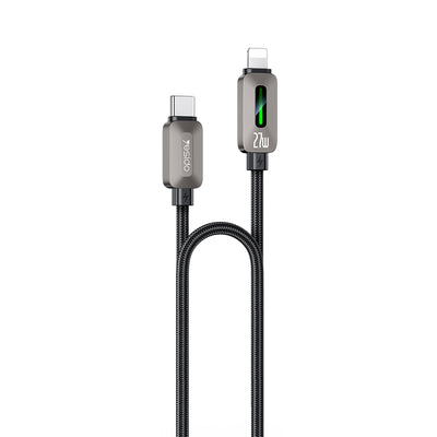 Cablu Yesido de date (CA199), USB-C to Lightning, 27W, 3A, 1.2m, Zinc Alloy, Braided Cable, negru