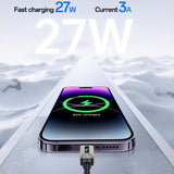 Cablu Yesido de date (CA199), USB-C to Lightning, 27W, 3A, 1.2m, Zinc Alloy, Braided Cable, negru
