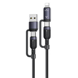 Cablu Yesido de date 4 in 1 (CA200), USB, Type-C to Type-C, Lightning 60W, 480Mbps, 1.2m, Aliaj aluminiu, negru