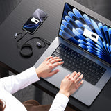 Cablu Yesido de date 4 in 1 (CA200), USB, Type-C to Type-C, Lightning 60W, 480Mbps, 1.2m, Aliaj aluminiu, negru