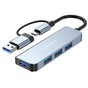 Hub USB Techsuit Docking station DataBridge 4 in 1 (H8), USB, Type-C to USB 3.0, 3x USB 2.0, gri