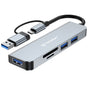 Hub USB Techsuit Docking station DataBridge 5 in 1 (H7), USB, Type-C to USB 3.0, 2x USB 2.0, SD/TF Card, gri