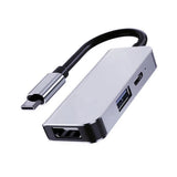 Hub USB Techsuit Docking station TurboChargeX 3 in 1 (H4), Type-C to Type-C, USB, HDMI, 4K@30Hz, PD87W, gri