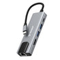 Hub USB Techsuit Docking station NetBridge 5 in 1 (H1), Type-C to 1x USB2.0, 1x USB3.0, 1x Type-C, 1x HDMI, 1x RJ45, PD87W, 4K@30Hz, gri
