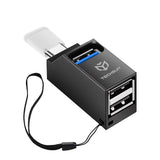 Hub USB Techsuit Mini Docking station EchoLink 3 in 1 (H10), Type-C to 2x USB 2.0, 1x USB 3.0, negru