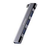 Hub USB Techsuit Docking station ZenithDock 4 in 1 (H13), USB-C to 3x USB 2.0, 1x USB 3.0, gri