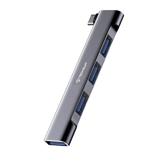 Hub USB Techsuit Docking station ZenithDock 4 in 1 (H13), USB-C to 3x USB 2.0, 1x USB 3.0, gri
