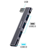 Hub USB Techsuit Docking station ZenithDock 4 in 1 (H14), USB to 3x USB 2.0, 1x USB 3.0, gri