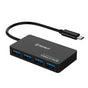 Hub USB Techsuit Docking station QuantumNode 4 in 1 (H16), USB-C to 4x USB 3.0, ABS, negru