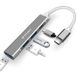 Hub USB Techsuit Docking station PolarisBridge 4 in 1 (H18), USB-C to 1x USB 3.0, 2x USB 2.0, 1x Type-C, alb;gri
