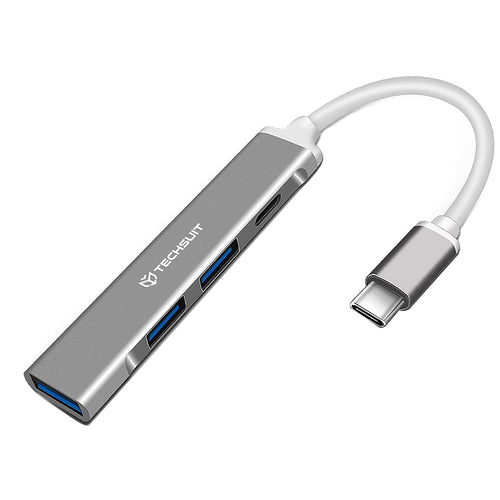 Hub USB Techsuit Docking station PolarisBridge 4 in 1 (H18), USB-C to 1x USB 3.0, 2x USB 2.0, 1x Type-C, alb;gri