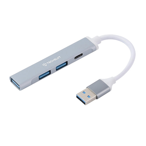 Hub USB Techsuit Docking station PolarisBridge 4 in 1 (H19), USB to 2x USB 2.0, 1x USB 3.0, 1x Type-C, alb;gri