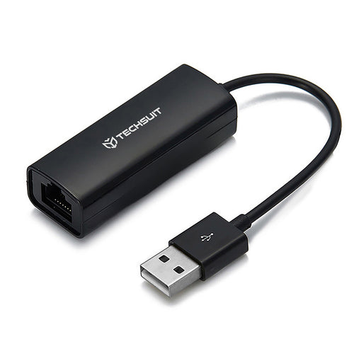 Adaptor Techsuit Ethernet Adapter Netlink (AC19), USB Male to RJ45 LAN Port Female, 100Mbps, ABS, Negru