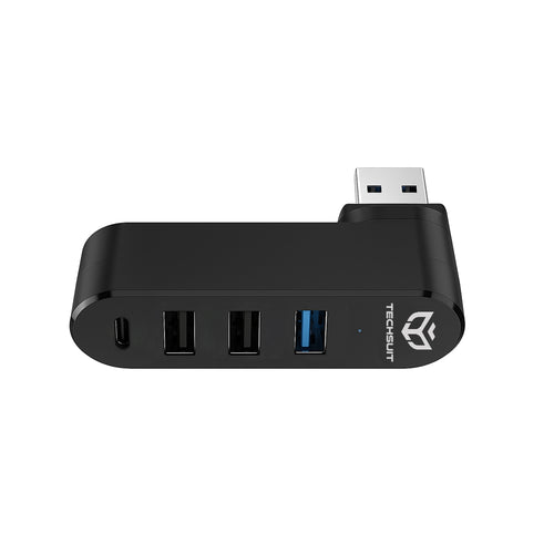 Hub USB Techsuit Docking station SplitterNode 4 in 1 (H17), USB to 3x USB, 1x Type-C, 5Gbps, ABS, 180° Rotation, negru