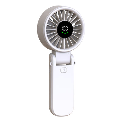 Techsuit Premium Mini Hand Fan (A10), cu LED afisaj digital, USB-C reincarcabil, 100 Wind Speeds, 5400RPM, Alb
