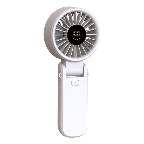 Techsuit Premium Mini Hand Fan (A10), cu LED afisaj digital, USB-C reincarcabil, 100 Wind Speeds, 5400RPM, Alb