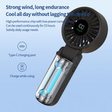 Techsuit Premium Mini Hand Fan (A10), cu LED afisaj digital, USB-C reincarcabil, 100 Wind Speeds, 5400RPM, Alb