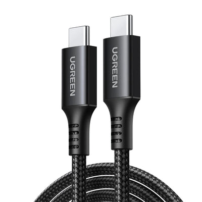 Cablu UGREEN de date US567 (15373), USB-C to USB-C, 3A, 60W, 1m, Nylon, negru