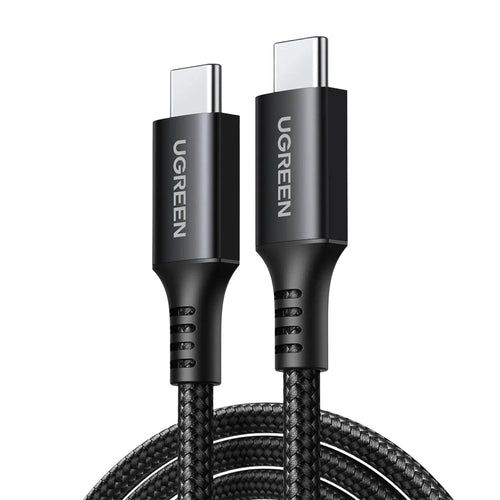 Cablu UGREEN de date US567 (15373), USB-C to USB-C, 3A, 60W, 1m, Nylon, negru