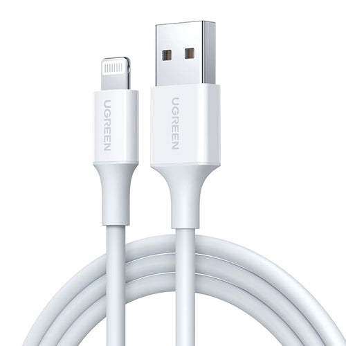 Cablu UGREEN de date US155 (20728), pentru iPhone, iPad, iPod, USB to Lightning, 5V/2.4A, 480Mbps, MFi Ceritified, 1m, alb