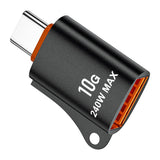 Adaptor Techsuit Premium OTG Adapter Hyperport (A1), USB 3.0 Female to Type-C Male, 10Gbps, 240W, Aluminum Alloy, Negru