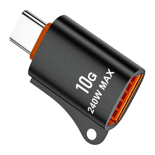 Adaptor Techsuit Premium OTG Adapter Hyperport (A1), USB 3.0 Female to Type-C Male, 10Gbps, 240W, Aluminum Alloy, Negru
