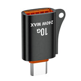 Adaptor Techsuit Premium OTG Adapter Hyperport (A1), USB 3.0 Female to Type-C Male, 10Gbps, 240W, Aluminum Alloy, Negru