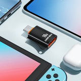Adaptor Techsuit Premium OTG Adapter Hyperport (A1), USB 3.0 Female to Type-C Male, 10Gbps, 240W, Aluminum Alloy, Negru
