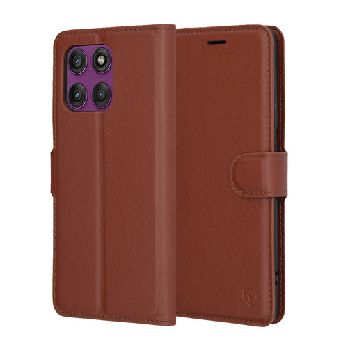 Husa pentru Motorola Edge 60 Pro, Techsuit Leather Folio, maro