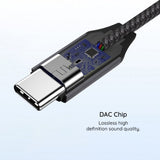 Adaptor Techsuit Premium Adaptor Cablu Musicdox (AC8), Type-C to Jack, Hi-Fi Sound, DAC Chip, 3A, 0.1m, Gri